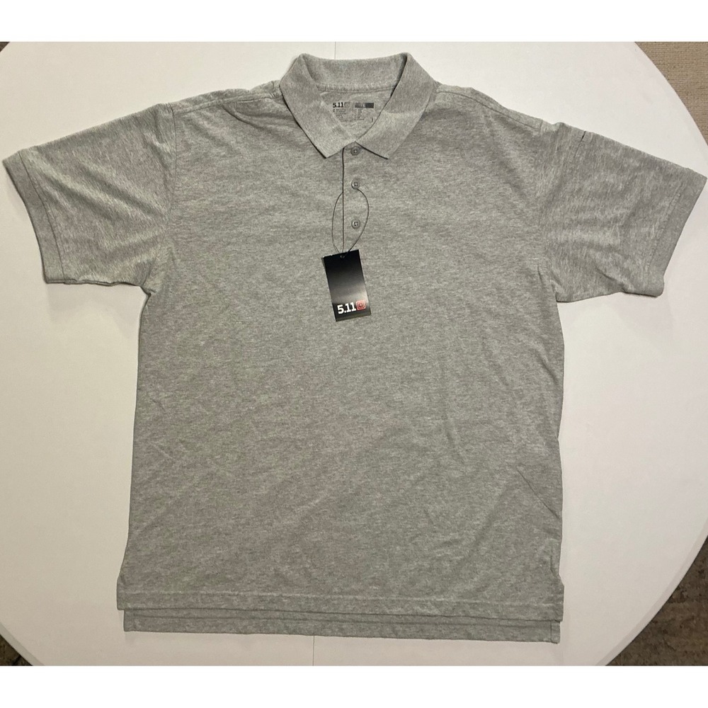 5.11 Tactical Mens Short Sleeve Cotton Polo Shirt Heather Gray Size L Utility